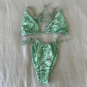 Skatie - multi patterned green bikini